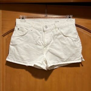 Levi's White Jean Shorts Distressed Raw Hem